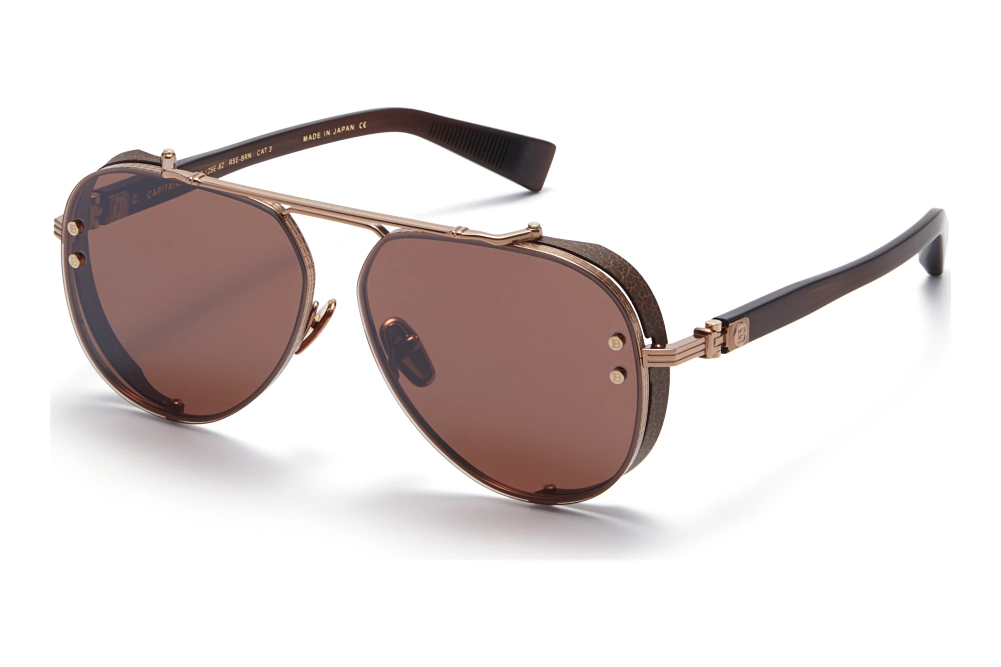 Balmain Paris BPS-125 E Dark Chocolate Brown w Black Mirror Flash Lenses - ARRose Gold - Matte Crystal Brown w Balmain Paris BPS-125 E Dark Chocolate Brown w Black Mirror Flash Lenses - ARRose Gold - Matte Crystal Brown w