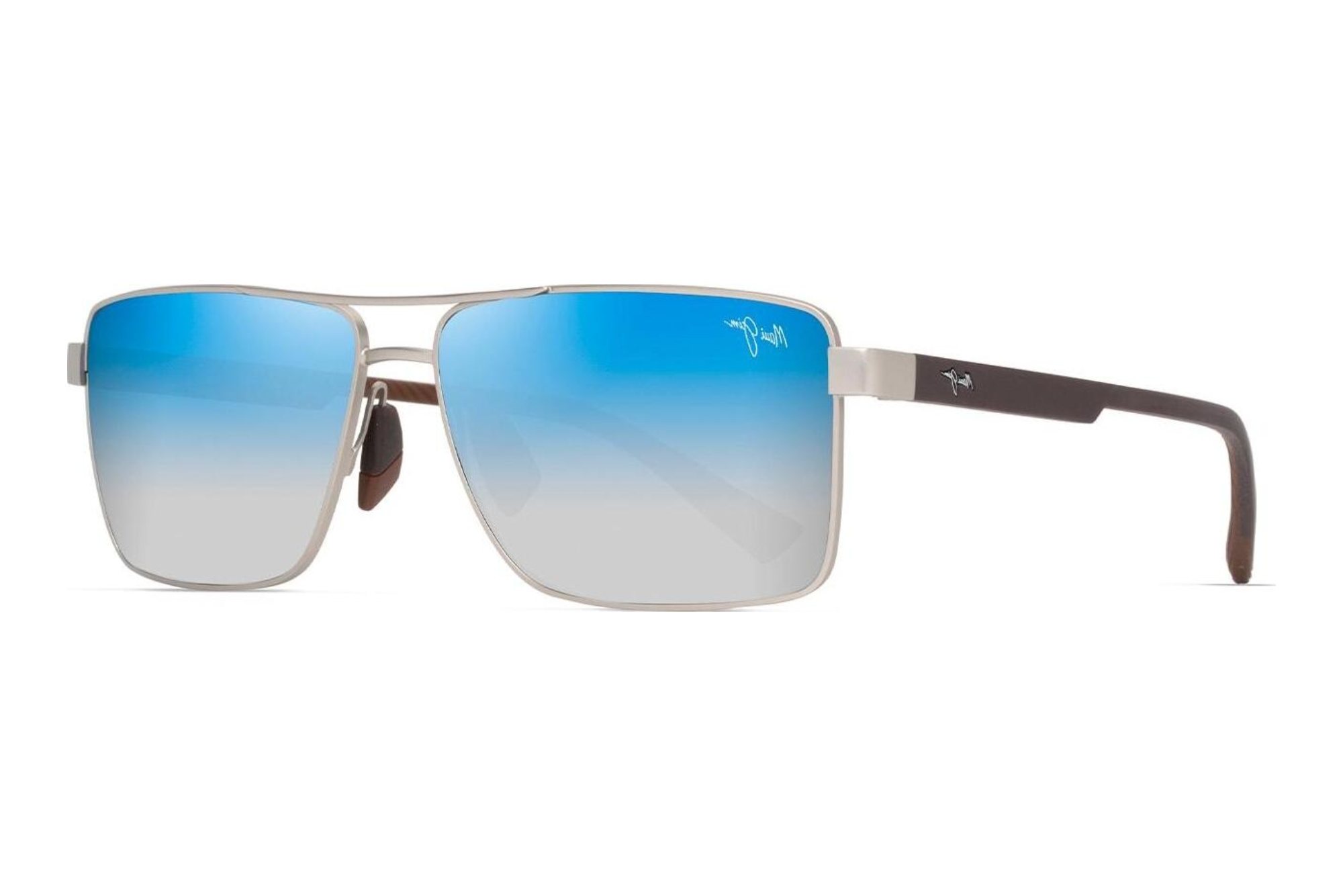 Maui Jim   Piha DBS621-17 Dual Mirror Blue to SilverMatte Silver w/Brown