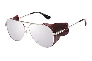 Le Specs PERFECT ILLUSION LSP1702150 SILVER REVO MIRROR LENSSHINY SILVER W. WORN BROWN LEATHER